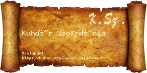 Kuhár Szofrónia névjegykártya